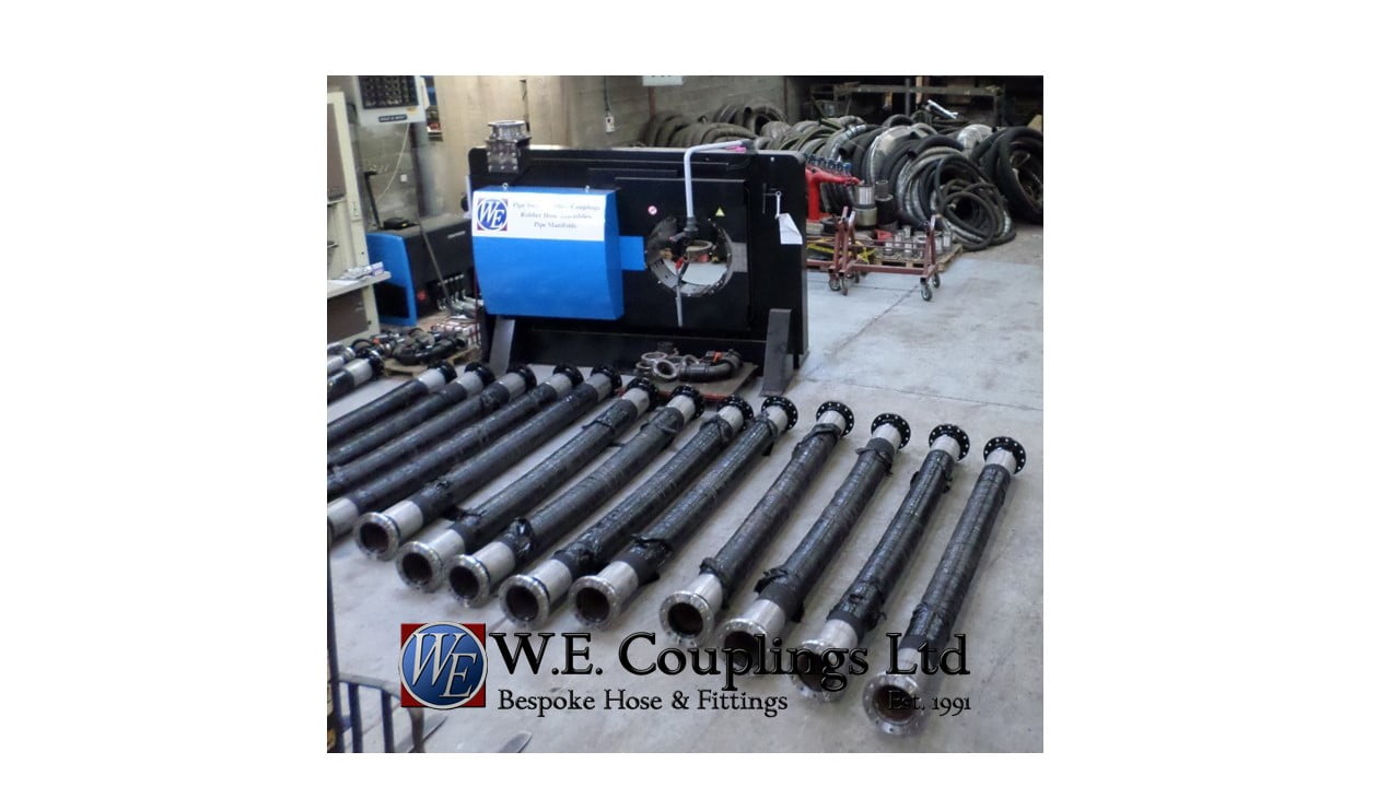 8 inch hoses - 20 bar in front of large swaging machine